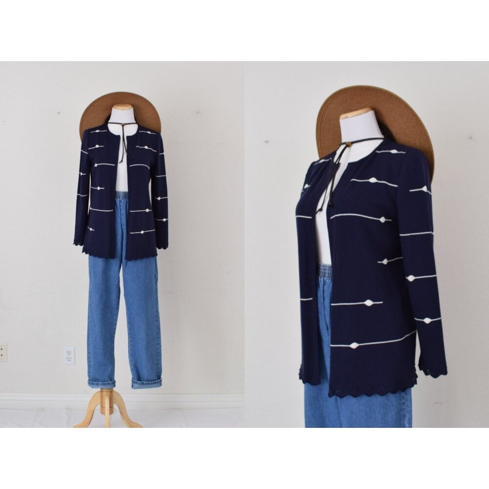 Vintage 90s Acrylic/Nylon Navy Cardigan‎ | size 8